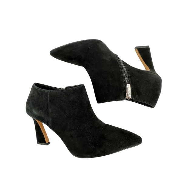 Vince Camuto Shoes - Vince‎ Camuto Black Suede Leather Pointed Toe Zip Up Heel Ankle Booties Unique